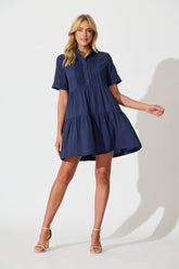 Navy Cotton Smock Dress from Vienna